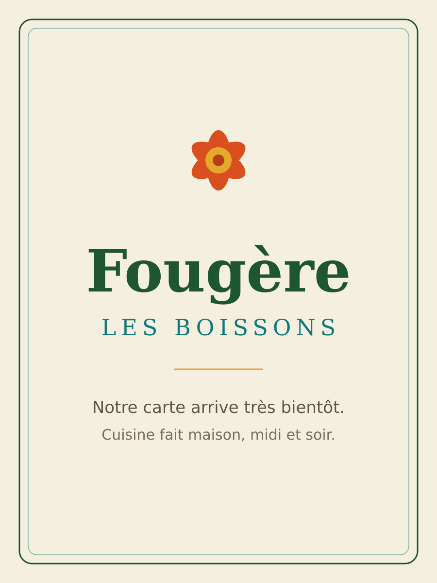 Carte des boissons de Fougère, bientôt disponible